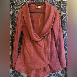 Modcloth airport greeting cardigan Maroon Cowl Neck Sweater